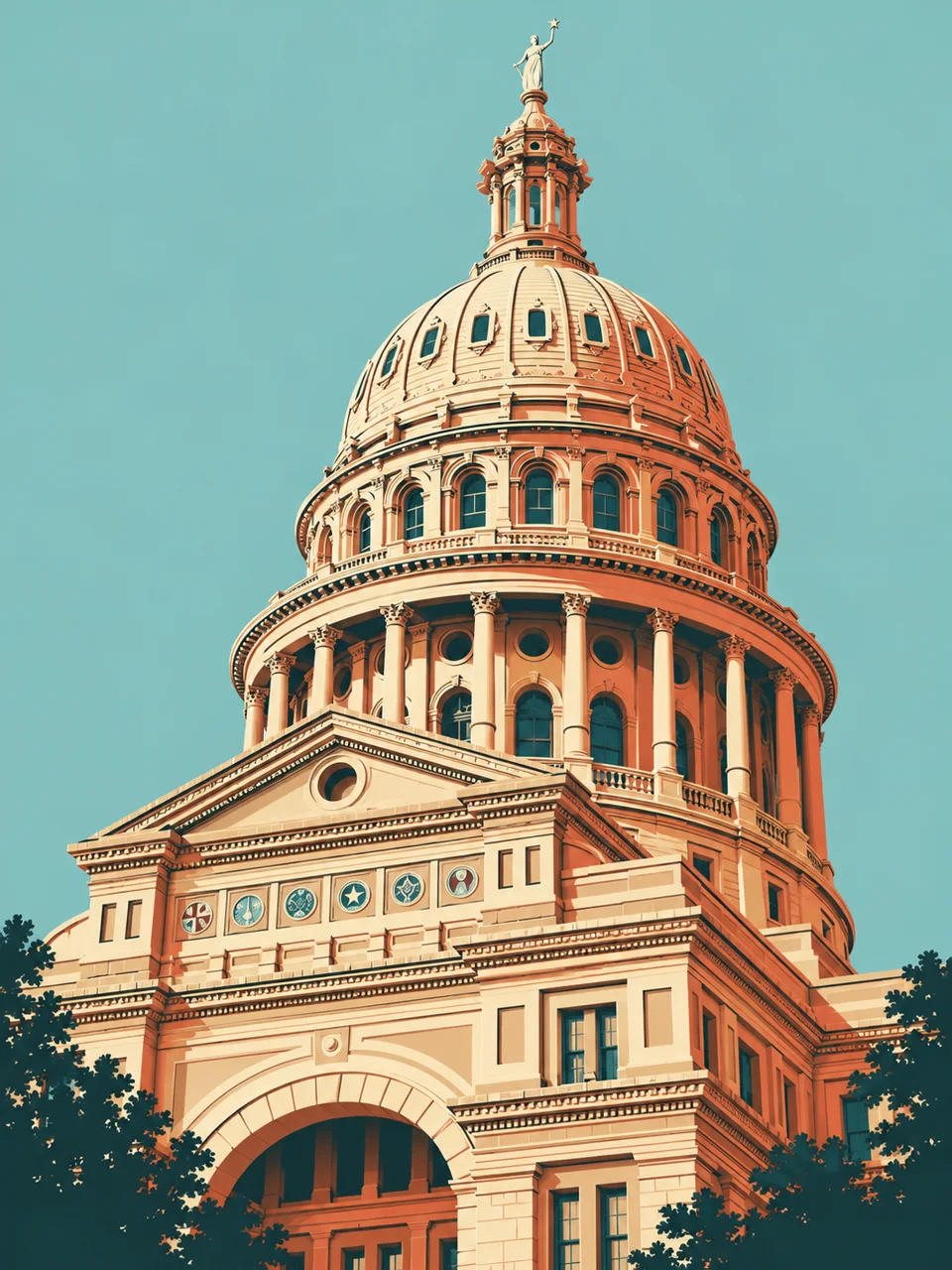 Editorial illustration of the Texas State Capitol